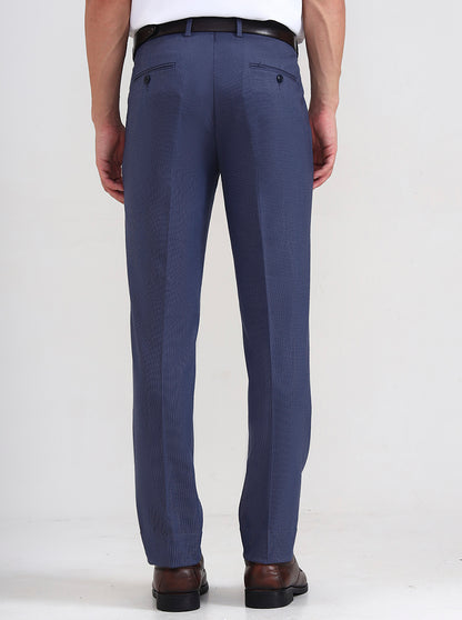 Royal Blue Solid Slim Fit Formal Trouser | JadeBlue Youth