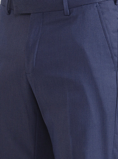 Royal Blue Solid Slim Fit Formal Trouser | JadeBlue Youth