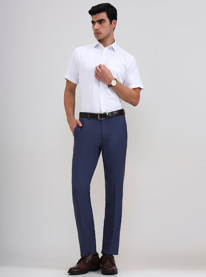 Royal Blue Solid Slim Fit Formal Trouser | JadeBlue Youth