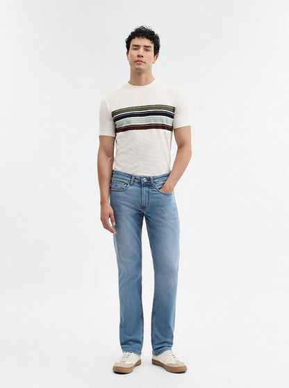 Mid Blue Washed Straight Fit Jeans | JadeBlue