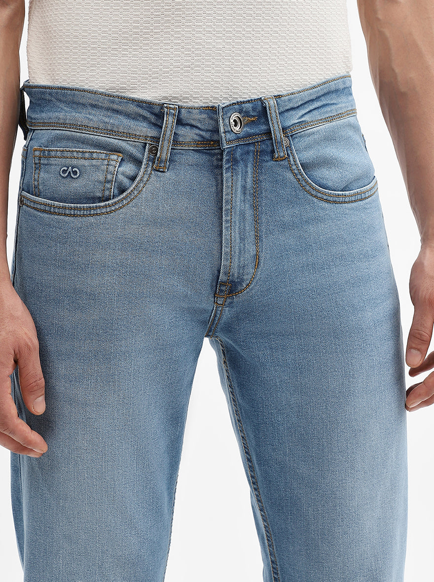 Mid Blue Washed Straight Fit Jeans | JadeBlue