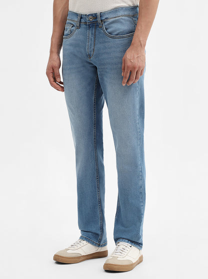 Mid Blue Washed Straight Fit Jeans | JadeBlue