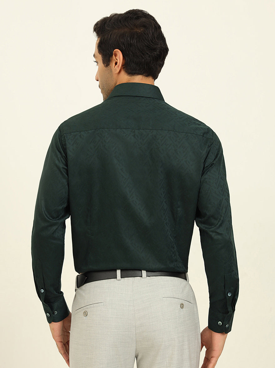 Dark Green Solid Slim Fit Formal Shirt | Metal