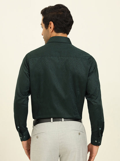 Dark Green Solid Slim Fit Formal Shirt | Metal