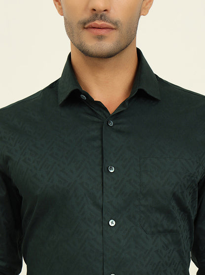 Dark Green Solid Slim Fit Formal Shirt | Metal