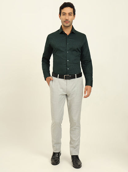 Dark Green Solid Slim Fit Formal Shirt | Metal