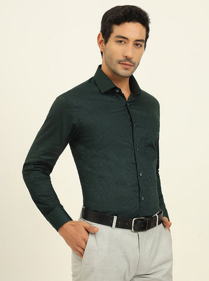 Dark Green Solid Slim Fit Formal Shirt | Metal
