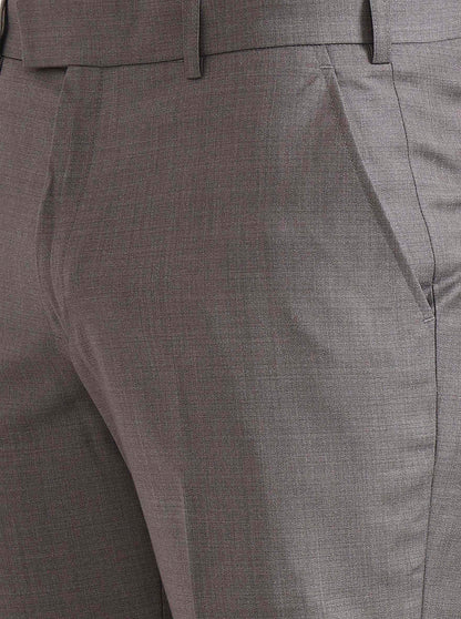 Grey Solid Regular Fit Formal Trouser | JadeBlue