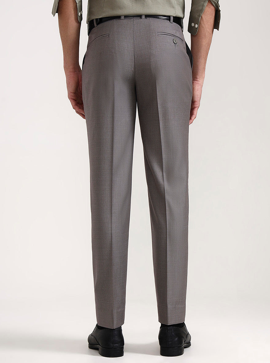 Grey Solid Regular Fit Formal Trouser | JadeBlue