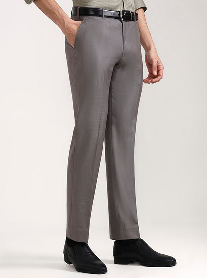 Grey Solid Regular Fit Formal Trouser | JadeBlue