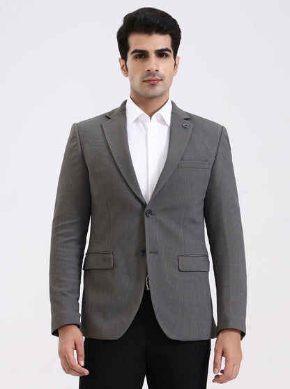 Dark Grey Solid Regular Fit Blazer | JadeBlue