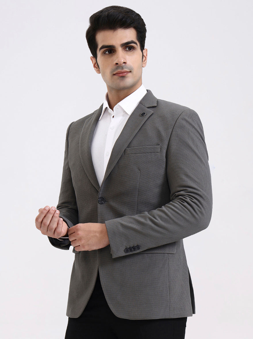 Dark Grey Solid Regular Fit Blazer | JadeBlue