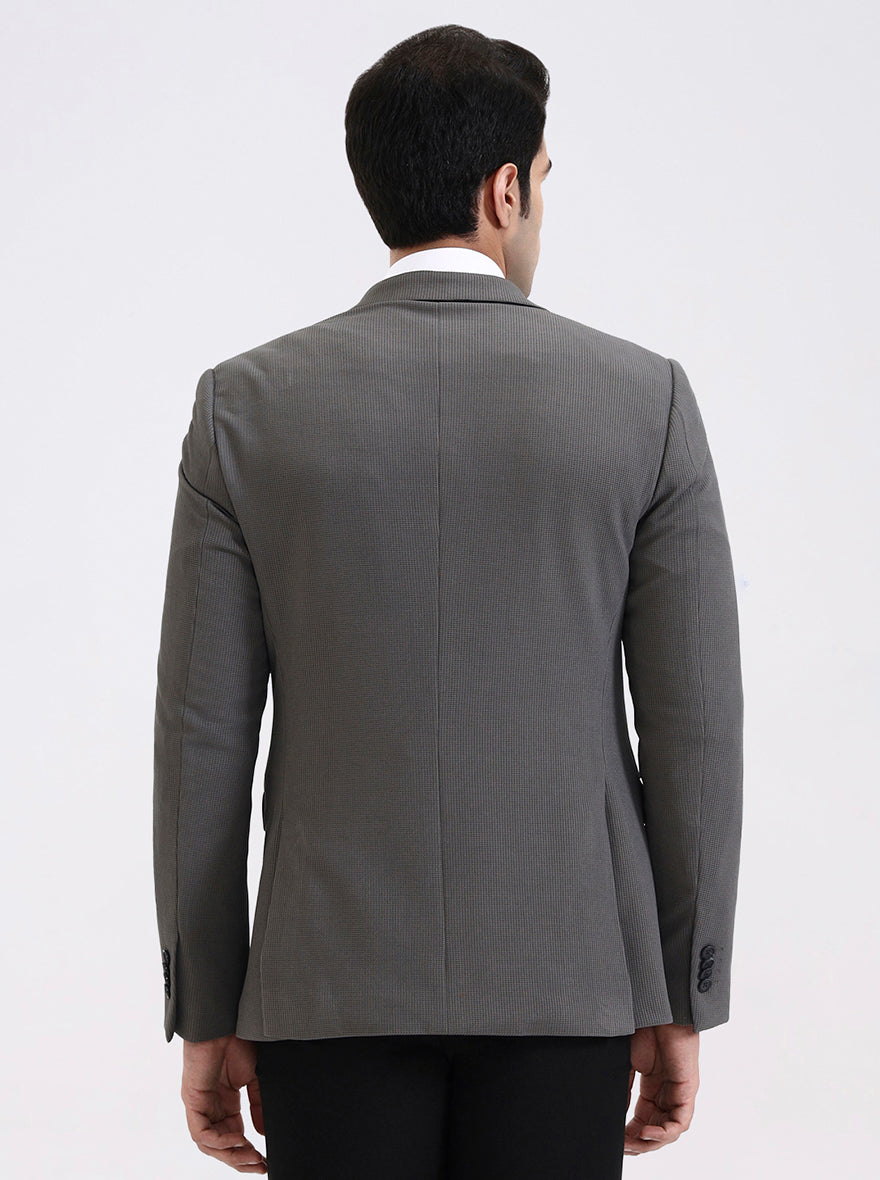 Dark Grey Solid Regular Fit Blazer | JadeBlue