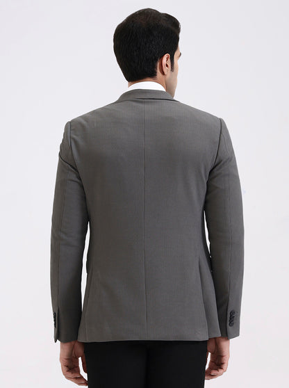 Dark Grey Solid Regular Fit Blazer | JadeBlue