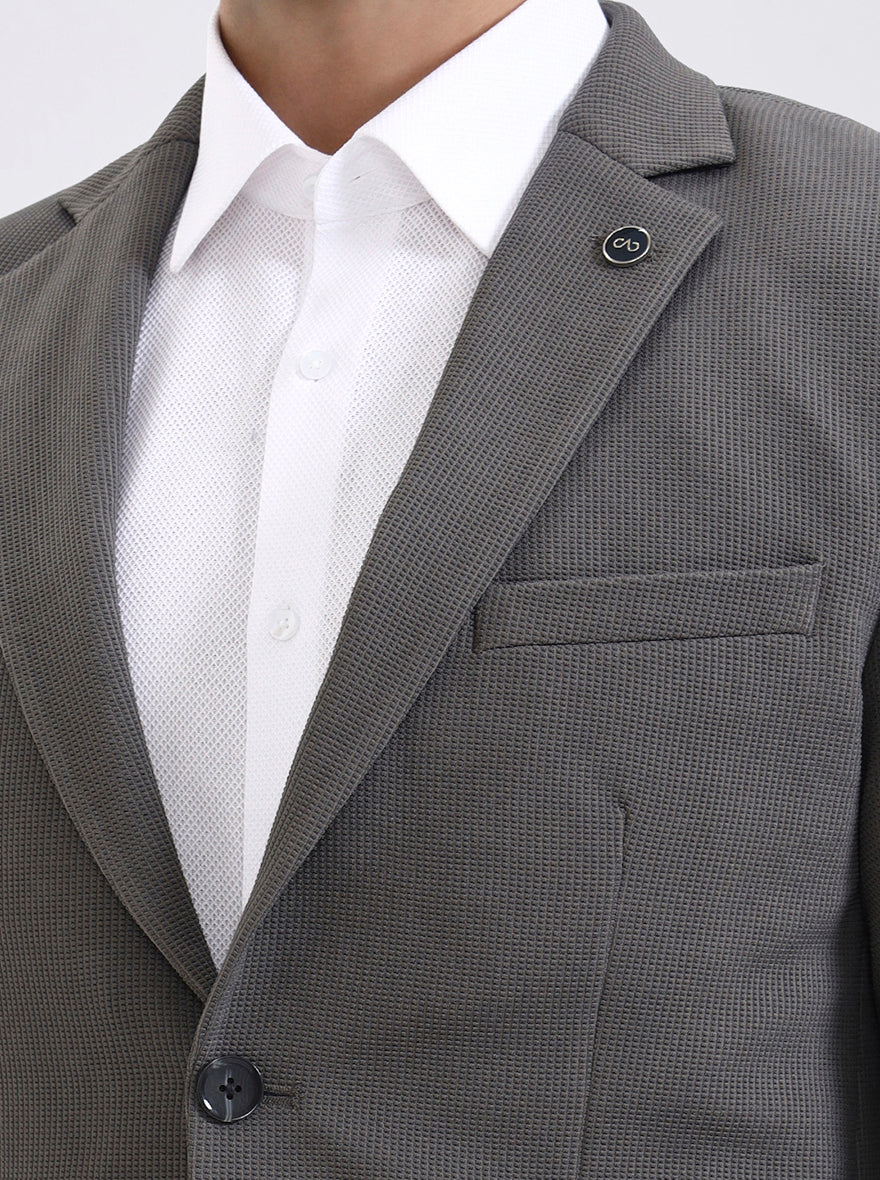 Dark Grey Solid Regular Fit Blazer | JadeBlue