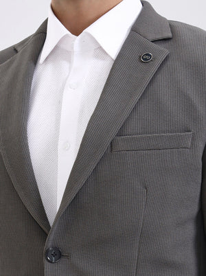Dark Grey Solid Regular Fit Blazer | JadeBlue