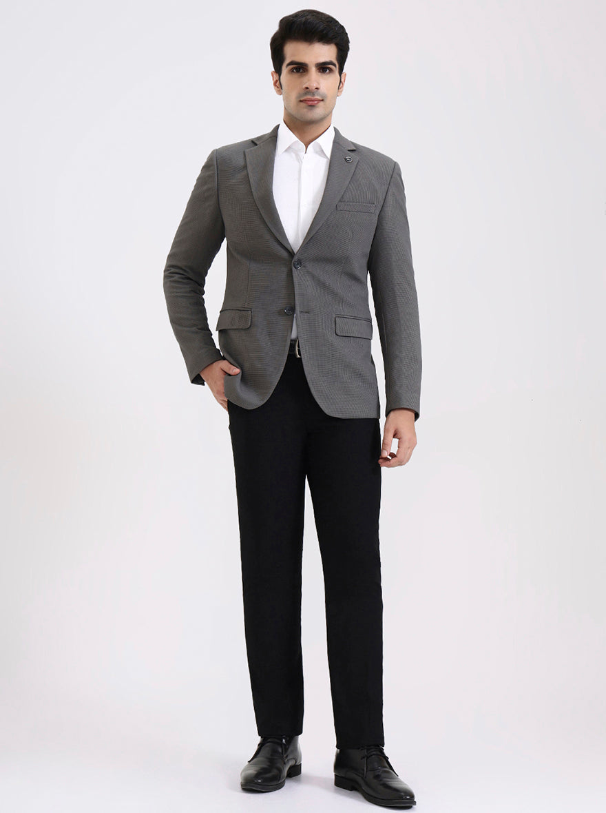 Dark Grey Solid Regular Fit Blazer | JadeBlue