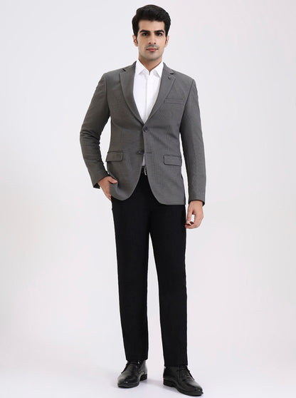Dark Grey Solid Regular Fit Blazer | JadeBlue