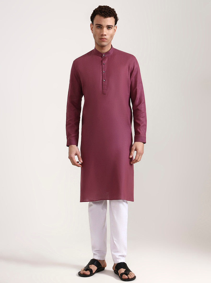Carrot Pink Solid Modi Kurta | JadeBlue