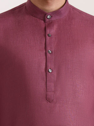 Carrot Pink Solid Modi Kurta | JadeBlue