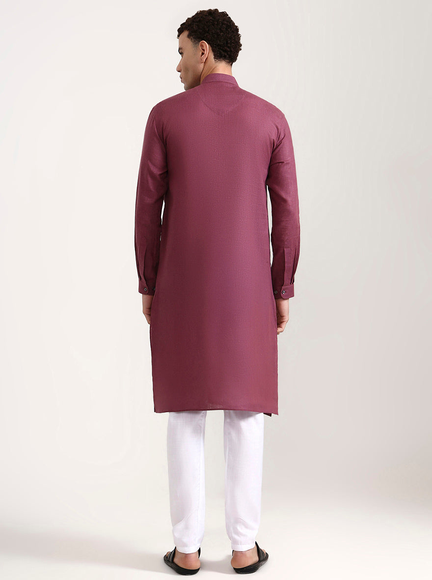 Carrot Pink Solid Modi Kurta | JadeBlue