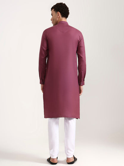 Carrot Pink Solid Modi Kurta | JadeBlue