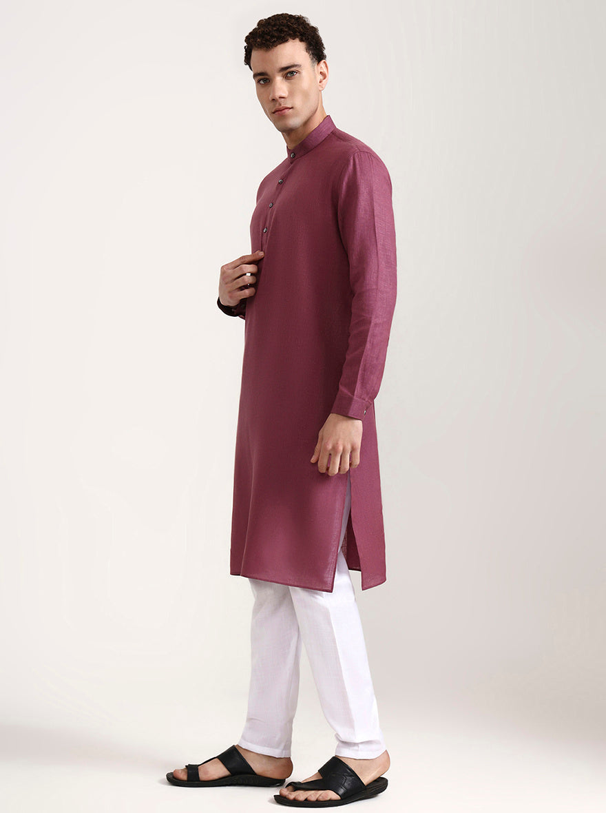 Carrot Pink Solid Modi Kurta | JadeBlue