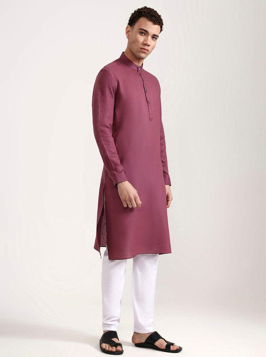 Carrot Pink Solid Modi Kurta | JadeBlue