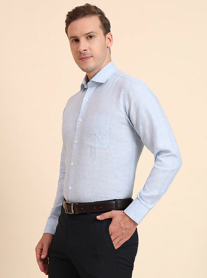 Sky Blue Solid Regular Fit Formal Shirt | JadeBlue