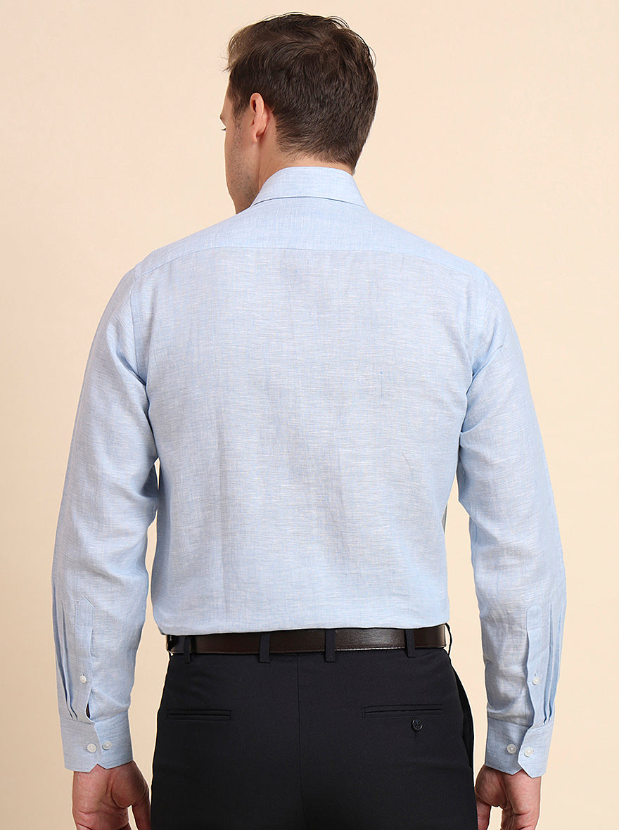 Sky Blue Solid Regular Fit Formal Shirt | JadeBlue