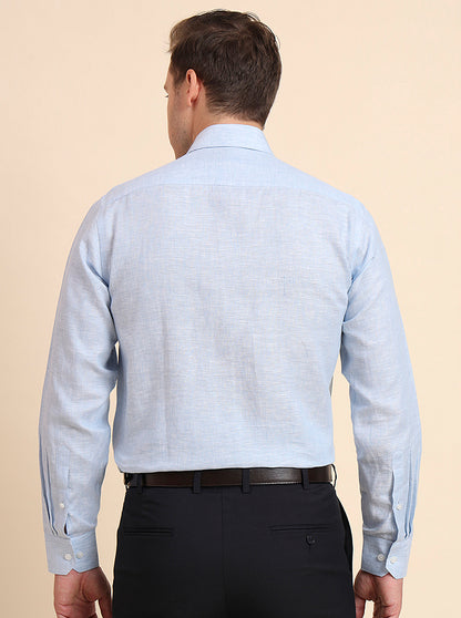 Sky Blue Solid Regular Fit Formal Shirt | JadeBlue