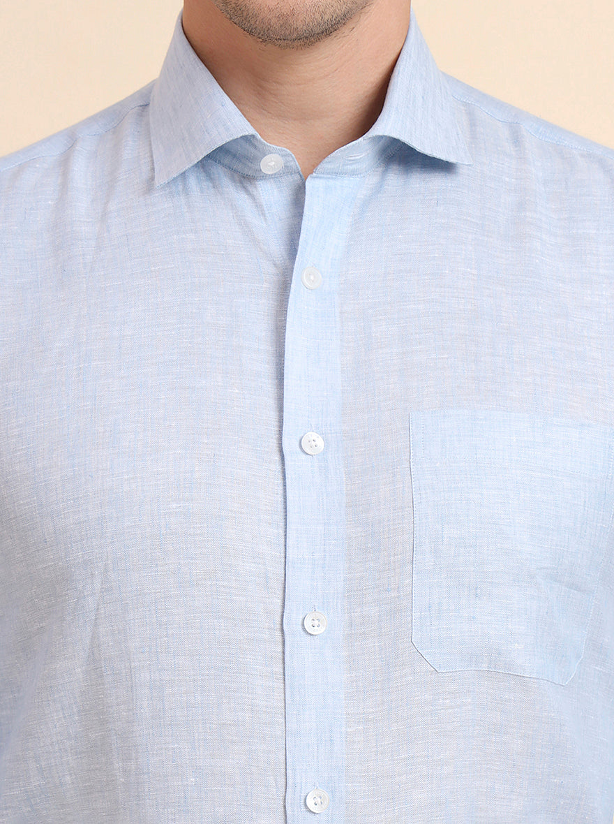 Sky Blue Solid Regular Fit Formal Shirt | JadeBlue