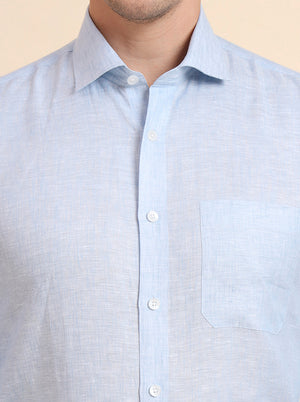 Sky Blue Solid Regular Fit Formal Shirt | JadeBlue