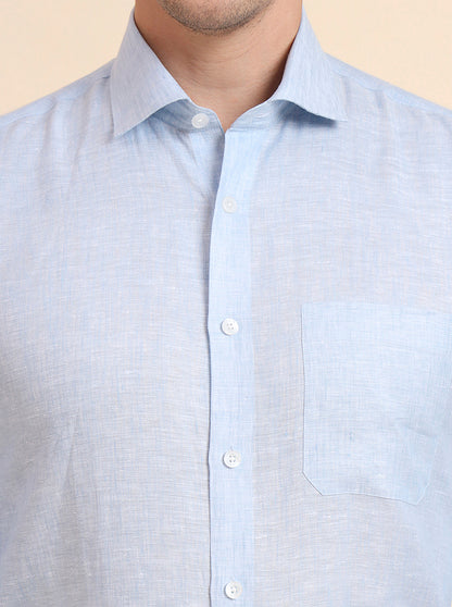 Sky Blue Solid Regular Fit Formal Shirt | JadeBlue