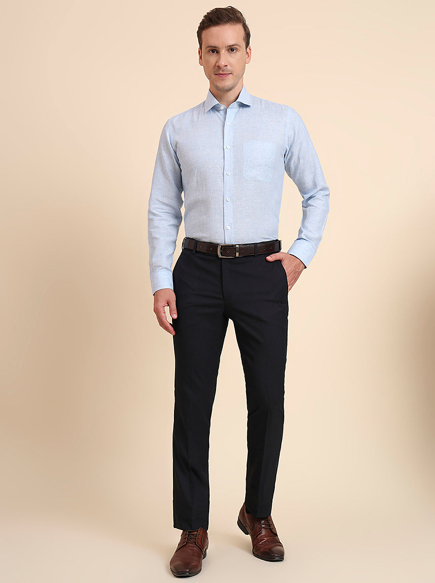 Sky Blue Solid Regular Fit Formal Shirt | JadeBlue