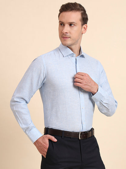 Sky Blue Solid Regular Fit Formal Shirt | JadeBlue