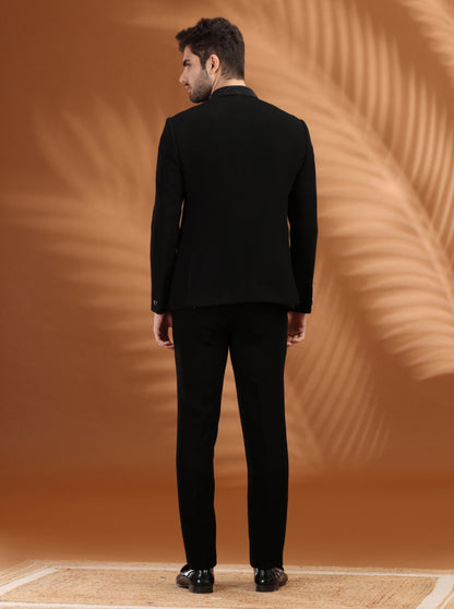 Black&Deep Graphite Embroidered  Jodhpuri Suit | JadeBlue
