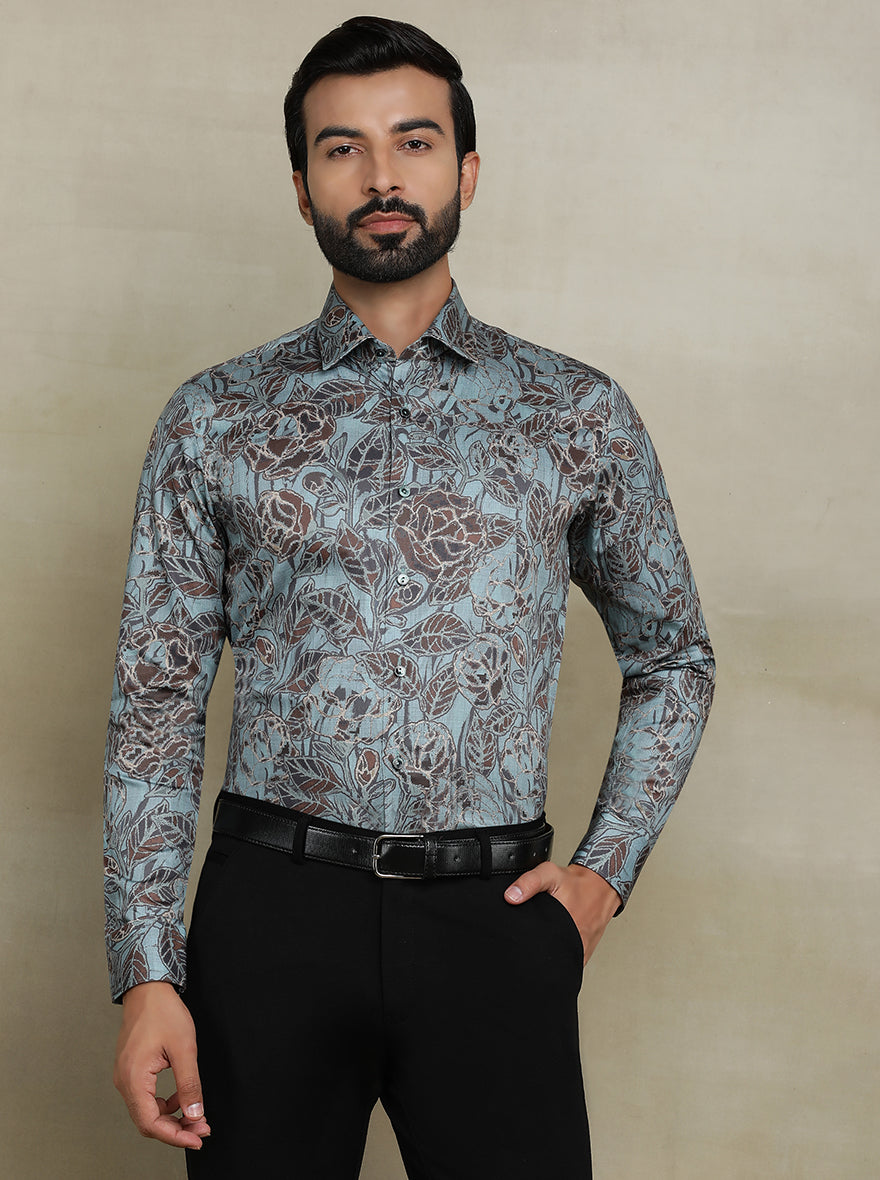 Green Printed Slim fit Party Wear Shirt | Wyre