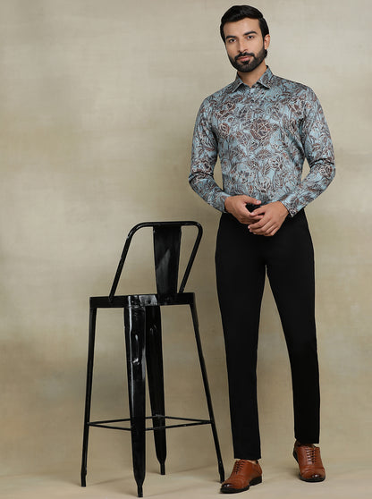Green Printed Slim fit Party Wear Shirt | Wyre