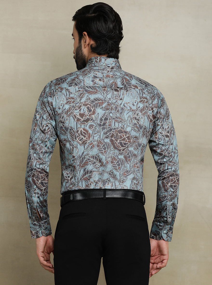 Green Printed Slim fit Party Wear Shirt | Wyre