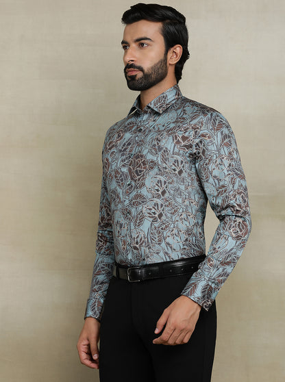 Green Printed Slim fit Party Wear Shirt | Wyre