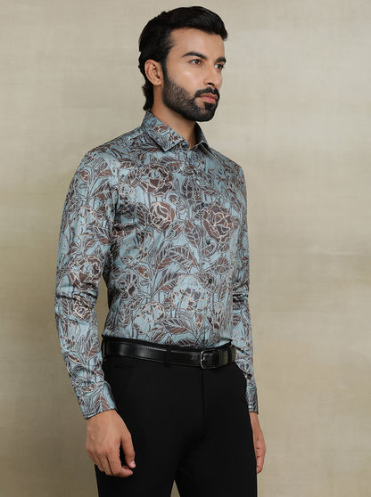 Green Printed Slim fit Party Wear Shirt | Wyre