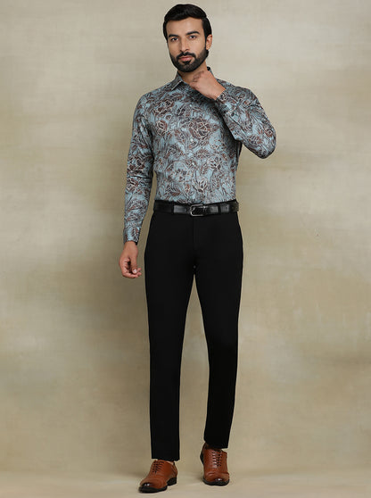 Green Printed Slim fit Party Wear Shirt | Wyre