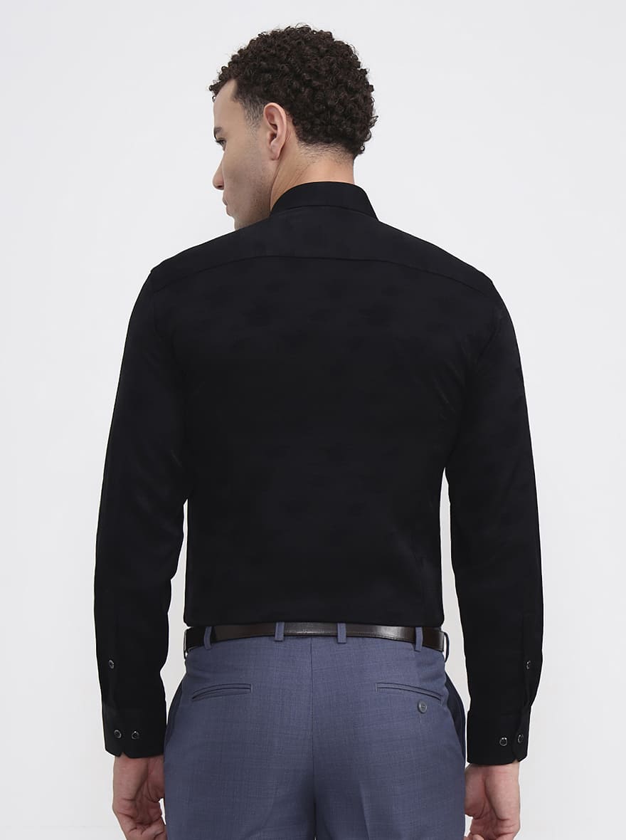 Black Printed Slim Fit Formal Shirt | JadeBlue Super Luxe