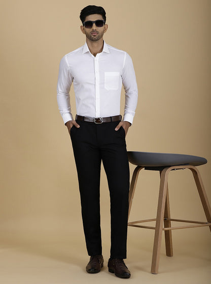 White Solid Slim Fit Formal Shirt | Metal