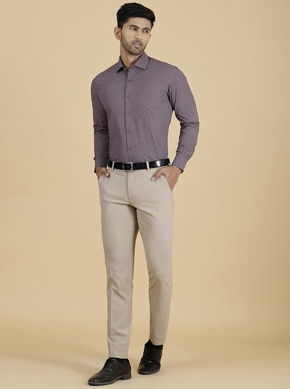 Maroon Printed Slim Fit Formal Shirt | Greenfibre
