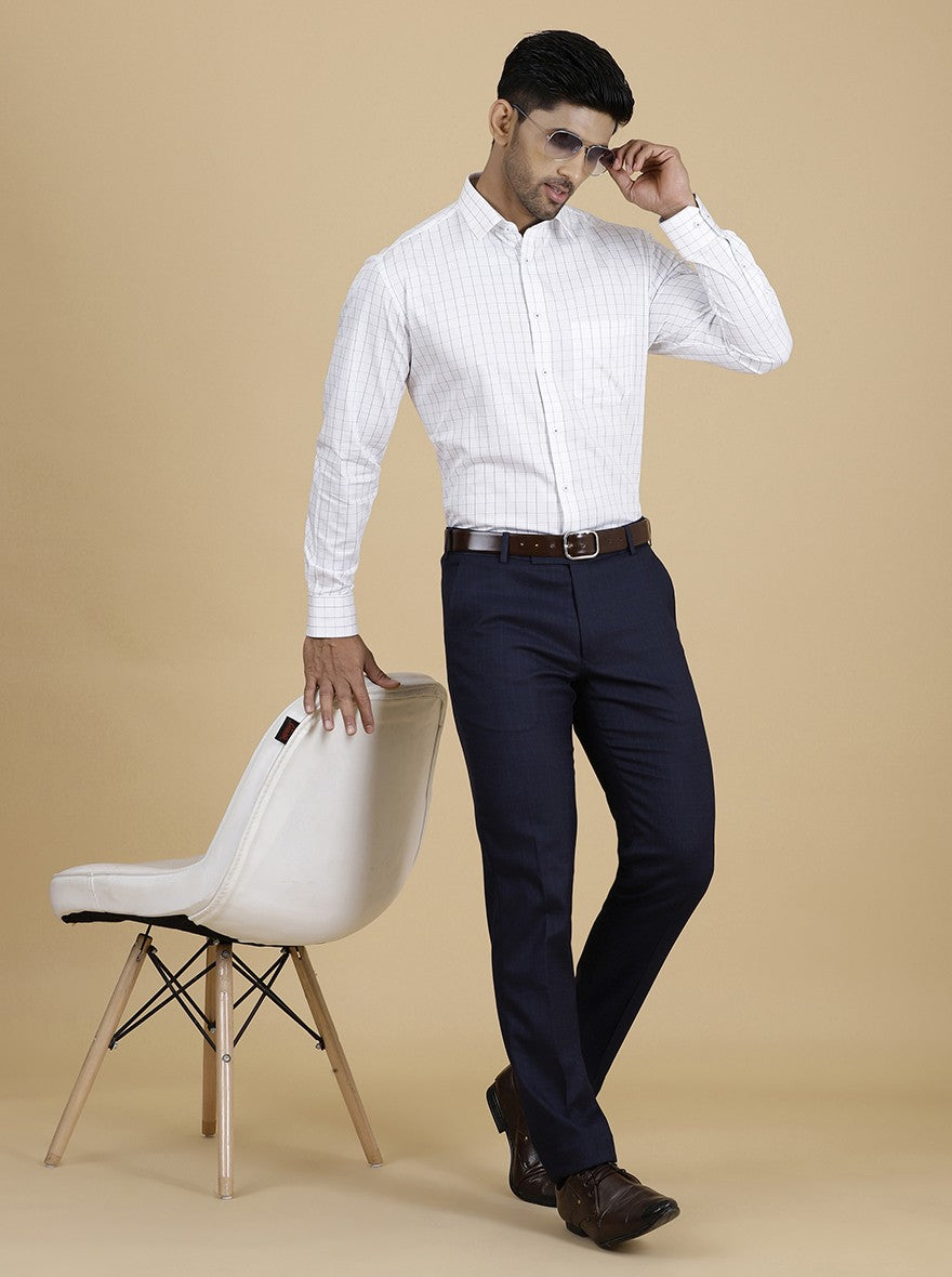 White Checked Regular Fit Formal Shirt | JadeBlue