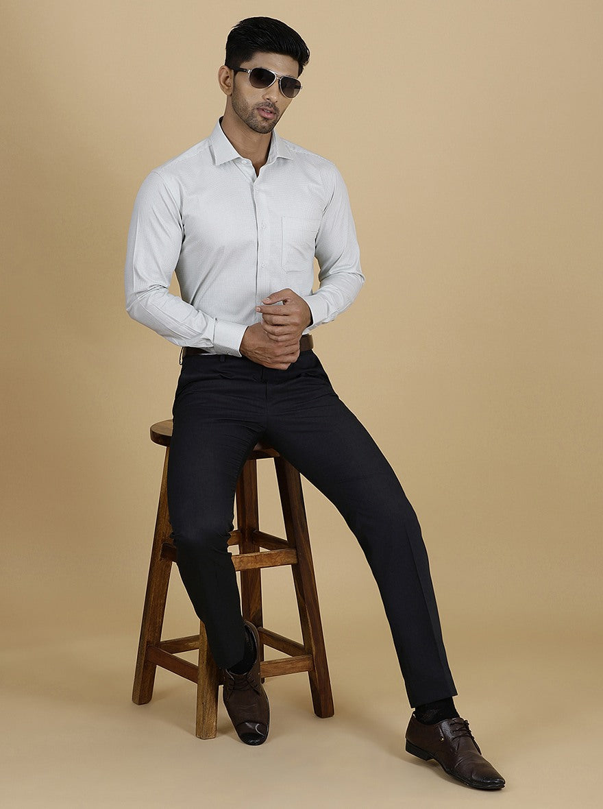 Light Green Checked Slim Fit Formal Shirt | Metal
