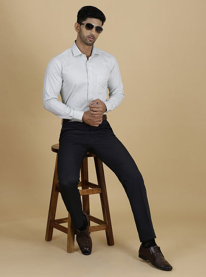 Light Green Checked Slim Fit Formal Shirt | Metal