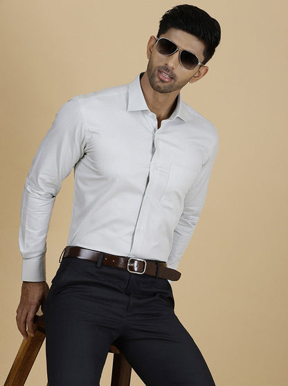Light Green Checked Slim Fit Formal Shirt | Metal